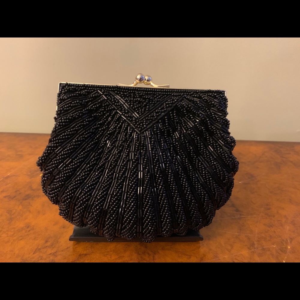 La Regale Black Beaded Purse